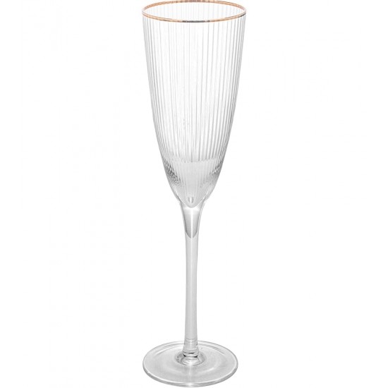 Jogo 2 Taças 300ml Para Champanhe Cristal Ecológico Com Borda Dourada Lines 